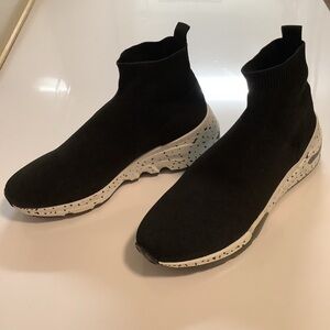 Lemonade Black Knit Sock Sneakers Speckled Sole High Top Shoes Size 40